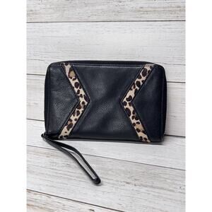 Silpada Zahara Wristlet Genuine Leather Black Animal Print Leopard *flaw 👀
